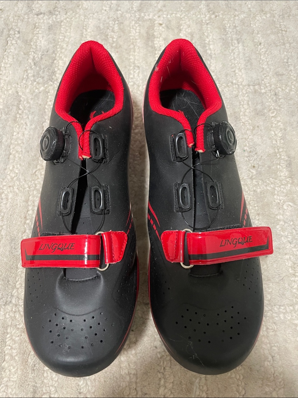 LINGQUE Black & Red Cycling Shoes
